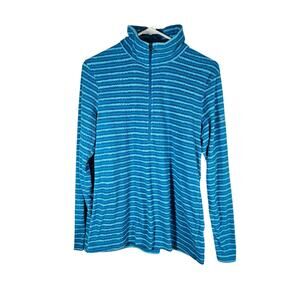 Columbia Women's 1/4 Zip Fleece Pullover Size Medium Blue Stripes‎